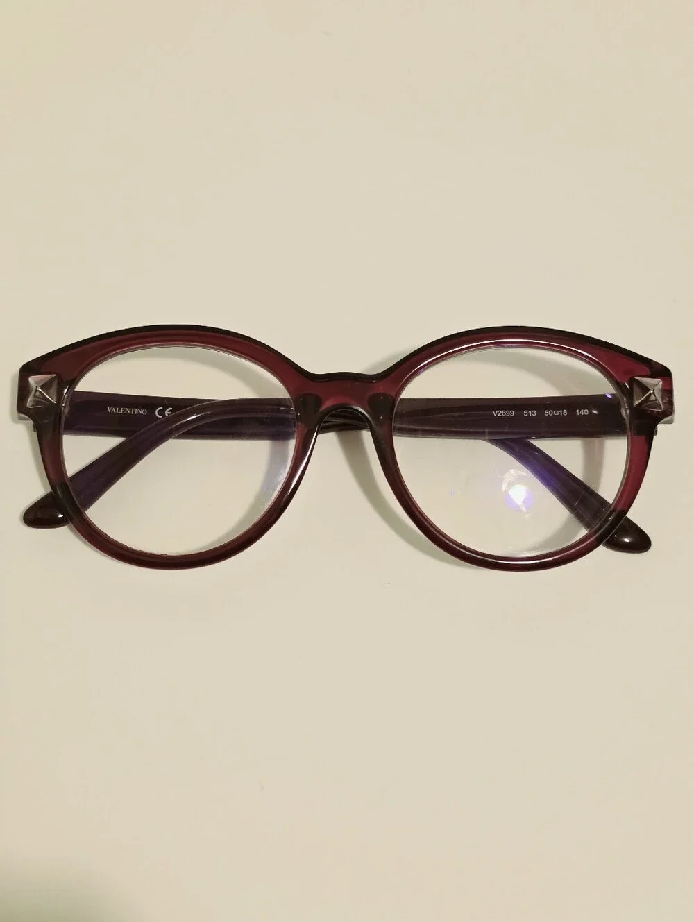 Valentino V2699 513 Burgundy Transparent Rockstud Cat-Eye EyeglassesFrames Only